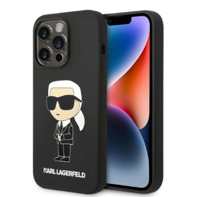 Telefono Dėklas Karl Lagerfeld Silicone Ikonik na iPhone 14 Pro Juodas GNZ022