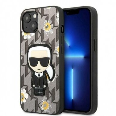 Telefono Dėklas Karl Lagerfeld Flower Ikonik Karl na iPhone 13 mini Pilkas GNZ022