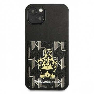 Telefono Dėklas Karl Lagerfeld Karlimals Cardslot na iPhone 13 Juodas GNZ022