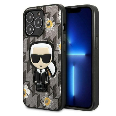 Telefono Dėklas Karl Lagerfeld Flower Ikonik Karl na iPhone 13 Pro / iPhone 13 Pilkas GNZ022