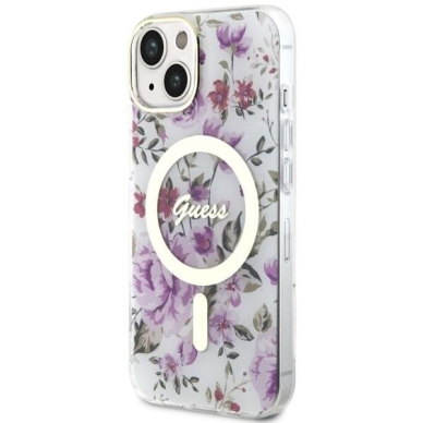 Telefono Dėklas Case Guess iPhone 14 6.1" Skaidrus hardcase Flower MagSafe GNZ022 1