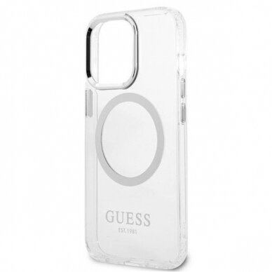 Telefono Dėklas Guess Metal Outline MagSafe na iPhone 13 Pro / iPhone 13 Skaidrus GNZ022 1