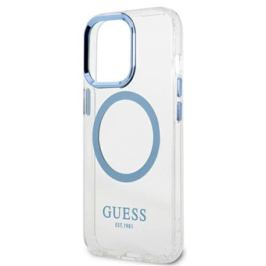 Telefono Dėklas Guess Metal Outline MagSafe na iPhone 13 Pro / iPhone 13 Skaidrus Mėlynas GNZ022 1