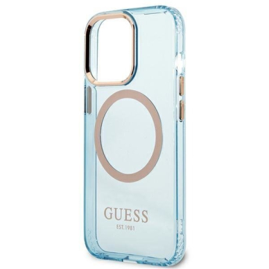 Telefono Dėklas Guess Gold Outline Translucent MagSafe na iPhone 13 Pro / iPhone 13 Mėlynas GNZ022 1