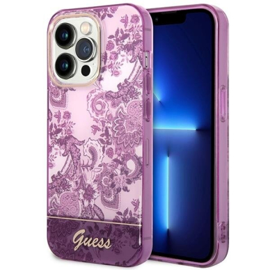 Telefono Dėklas Guess Porcelain Collection na iPhone 14 Pro Max Violetinis GNZ022