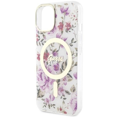 Telefono Dėklas Case Guess iPhone 14 6.1" Skaidrus hardcase Flower MagSafe GNZ022 3