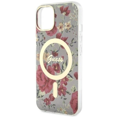 Telefono Dėklas Case Guess iPhone 14 6.1" Pilkas hardcase Flower MagSafe GNZ022 1