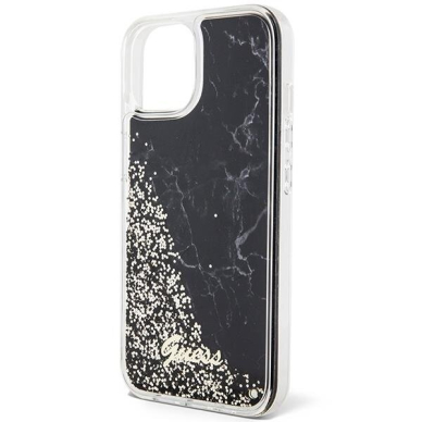 Telefono Dėklas Case Guess iPhone 14 6.1" Juodas hardcase Liquid Glitter Marble GNZ022 1