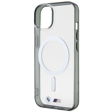 Telefono Dėklas Case BMW iPhone 14 Plus 6.7" Permatomas hardcase Silver Ring MagSafe GNZ022 1