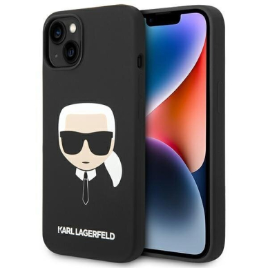 Telefono Dėklas Karl Lagerfeld Silicone Karl's Head MagSafe na iPhone 14 Plus Juodas  GNZ022