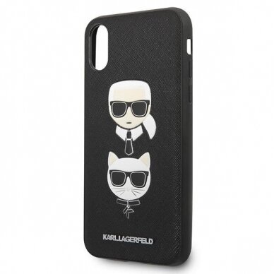 Telefono Dėklas Karl Lagerfeld Saffiano Karl&Choupette Head iPhone X/XS Juodas GNZ022 1