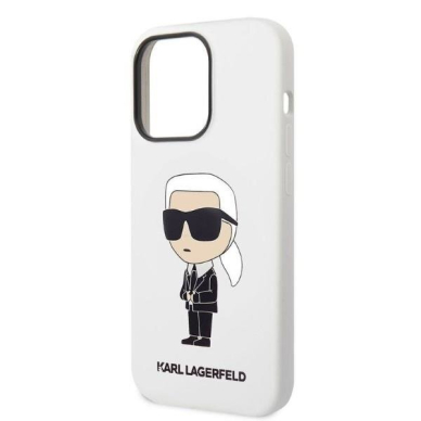 Telefono Dėklas Etui Karl Lagerfeld Silicone Ikonik na iPhone 14 Pro Max Baltas GNZ022 1