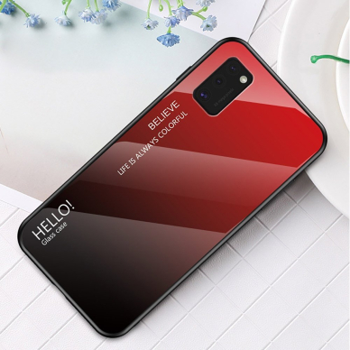 Grūdinto Stiklo Dėklas Nugarėlė "Gradient Glass Durable" Samsung Galaxy A41 Juodas-Raudonas HZL0431 1