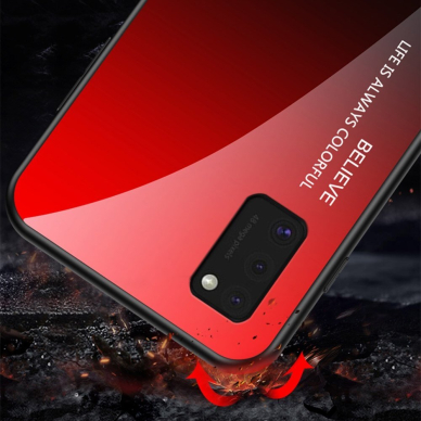 Grūdinto Stiklo Dėklas Nugarėlė "Gradient Glass Durable" Samsung Galaxy A41 Juodas-Raudonas HZL0431 2