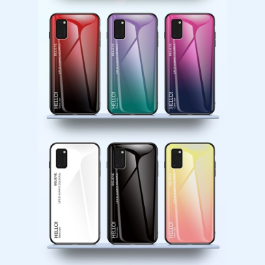 Grūdinto Stiklo Dėklas Nugarėlė "Gradient Glass Durable" Samsung Galaxy A41 Juodas-Raudonas HZL0431 4