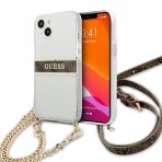 Originalus Guess dėklas GUHCP13SKC4GBGO iPhone 13 mini 5,4 Permatomas 4G Brown Strap Gold Chain