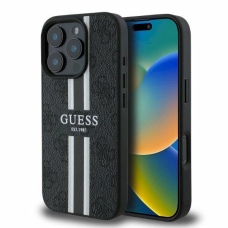 Guess 4G Printed Stripes MagSafe Dėklas iPhone 16 Pro Max - juodas