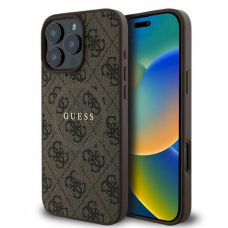 Guess 4G Ring Classic Logo MagSafe Dėklas iPhone 16 Pro Max - rudas