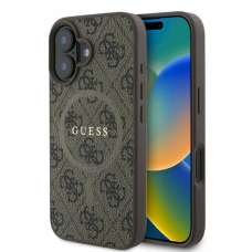 Guess 4G Ring Classic Logo MagSafe iPhone 16 Dėklas - rudas