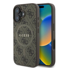 Guess 4G Ring Classic Logo MagSafe iPhone 16 Plus Dėklas - rudas