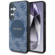 Guess 4G Round Patch Classic Logo MagSafe Dėklas Samsung Galaxy S25 Mėlynas