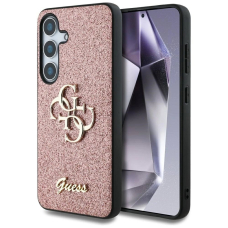 Guess Fixed Glitter Big 4G Metal Logo Dėklas Samsung Galaxy S25 Rožinis