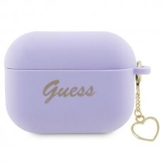 Dėklas ausinėms Guess Silicone Charm Heart Collection GUAP2LSCHSU AirPods Pro 2 Purpurinis