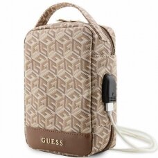 Originalus dėklas Guess GUHBHGCFSEW Organizer bag - Rudas GCube Stripe