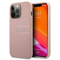 Originalus Guess dėklas GUHCP13XPSASBPI iPhone 13 Pro Max 6,7" Rožinis Saffiano Stripe