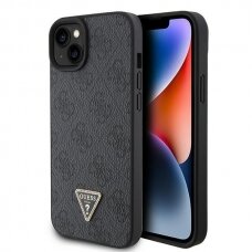 Originalus dėklas Guess GUHCP15SP4TDPK iPhone 15 6.1  Juodas hardcase Leather 4G Diamond Triangle