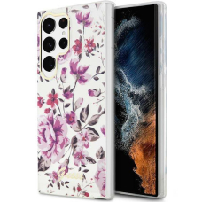 Dėklas Guess Flower GUHCS23LHCFWST Samsung Galaxy S23 Ultra S918 Baltas