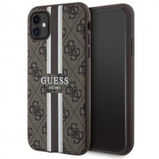 Dėklas Guess 4G Printed Stripes MagSafe GUHMN61P4RPSW iPhone 11 / Xr Rudas