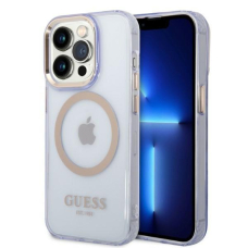 Dėklas Guess Gold Outline Translucent MagSafe GUHMP14XHTCMU iPhone 14 Pro Max Purpurinis