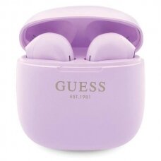 Guess GUTWST26PSU TWS bluetooth ausinės + docking station - purple Classic EST Logo