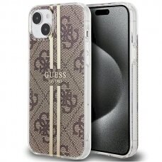 Originalus Guess dėklas IML 4G Auksinis StripeiPhone 15 / 14 / 13 - Rudas