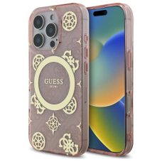 Dėklas Guess IML Peony On 4G Background MagSafe  iPhone 16 Pro - Rožinis