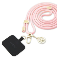 Originalus Guess dėklas Nylon 4G Metal Charm CBDY Cord phone strap - Rožinis