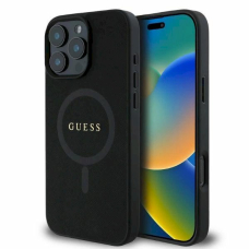 Guess Saffiano Classic Logo MagSafe Dėklas iPhone 16 Pro Max - juodas