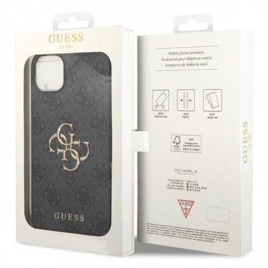 Dėklas Guess 4G Big Metal Logo   iPhone 15 - Pilkas 7