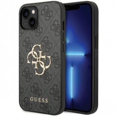 Dėklas Guess 4G Big Metal Logo   iPhone 15 - Pilkas
