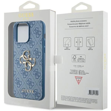 Originalus Guess dėklas 4G Big Metal LogoiPhone 15 Pro - Mėlynas 7