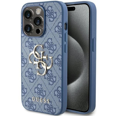 Originalus Guess dėklas 4G Big Metal LogoiPhone 15 Pro - Mėlynas