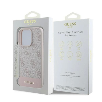 Guess 4G Bottom Stripe Dėklas iPhone 16 Pro Max - rožinis 7