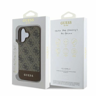 Guess 4G Bottom Stripe iPhone 16 dėklas - rudas 4