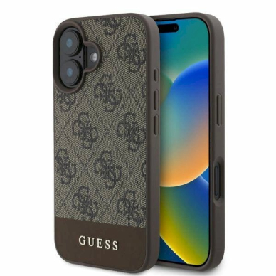 Guess 4G Bottom Stripe iPhone 16 dėklas - rudas