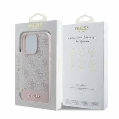 Guess 4G Bottom Stripe iPhone 16 Pro dėklas - rožinis 4