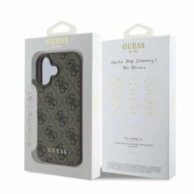 Guess 4G Classic iPhone 16 Dėklas - rudas 4