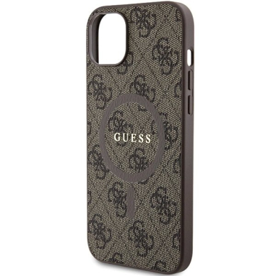 Guess 4G Collection Leather Metal Logo MagSafe Dėklas iPhone 14/15/13 - Rudas 5