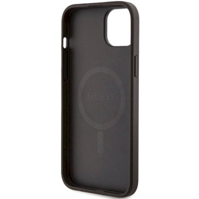 Guess 4G Collection Leather Metal Logo MagSafe Dėklas iPhone 14/15/13 - Rudas 6