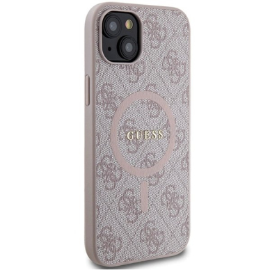 Guess 4G Collection Leather Metal Logo MagSafe Dėklas iPhone 14/15/13 - Rožinis 3